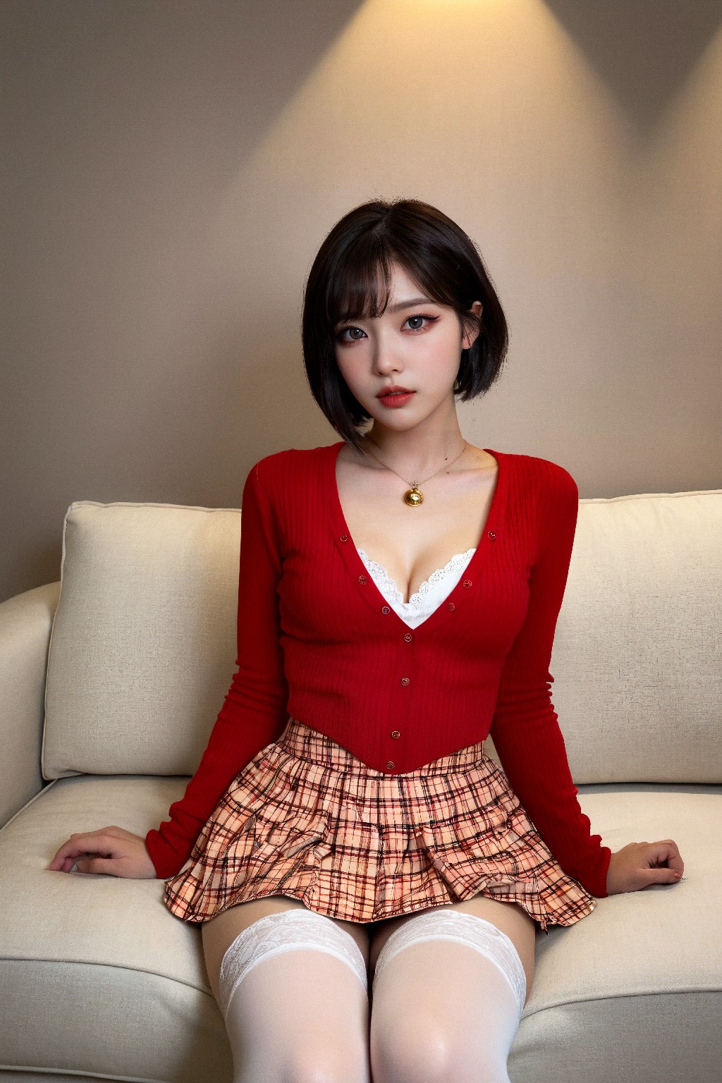 red + cardigan + (Platinum)