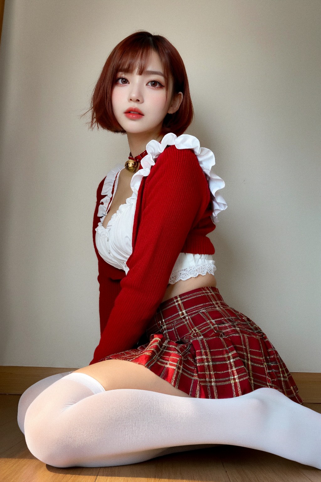 red + cardigan + (Platinum)