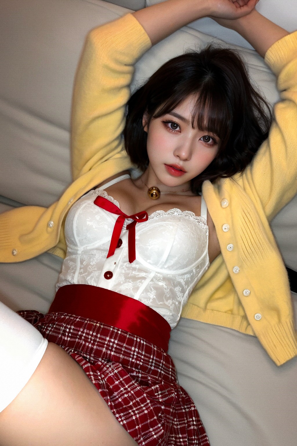 red + cardigan + (Platinum)