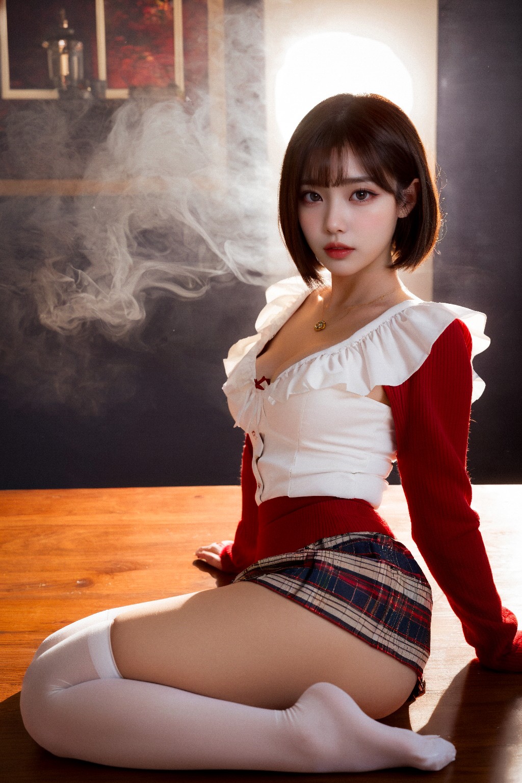 red + cardigan + (Platinum)