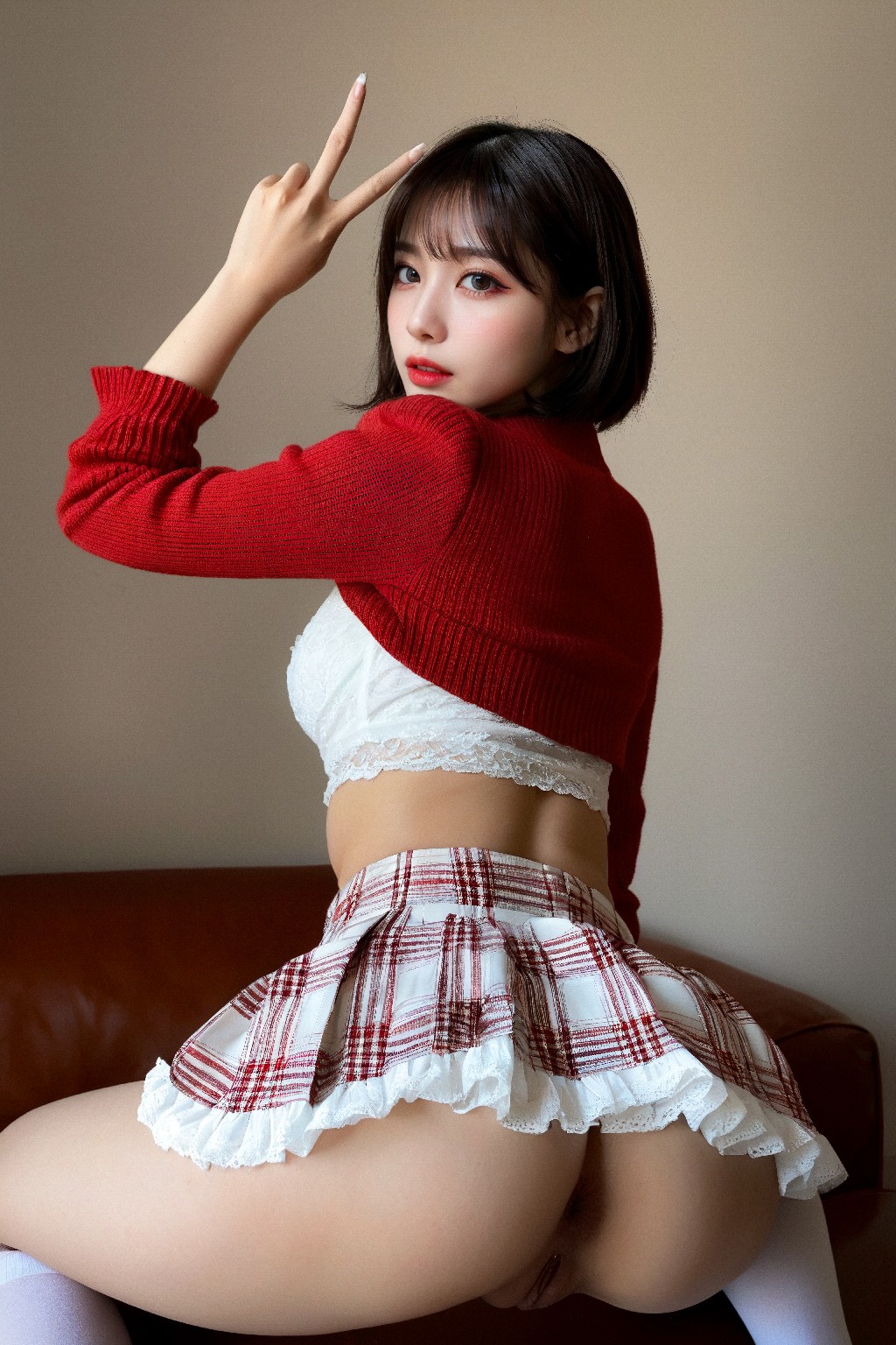 red + cardigan + (Platinum)