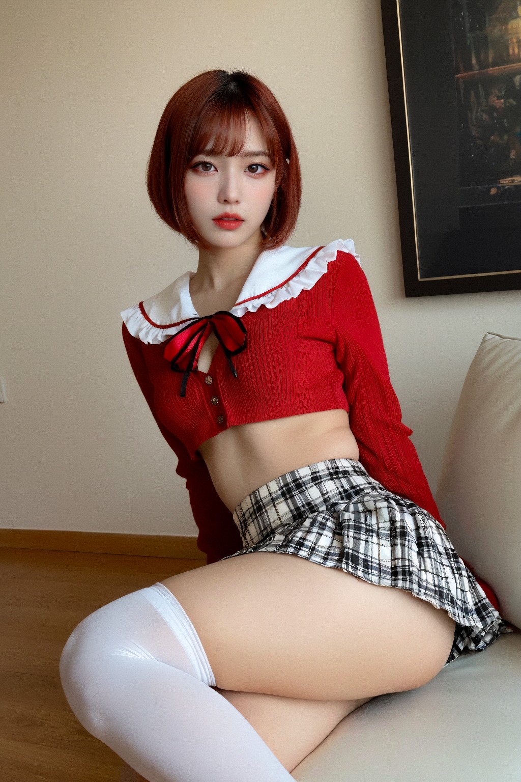 red + cardigan + (Platinum)