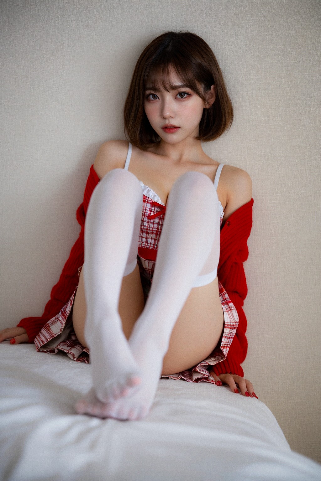 red + cardigan + (Platinum)