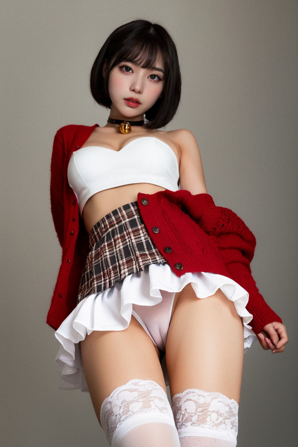 red + cardigan + (Platinum)