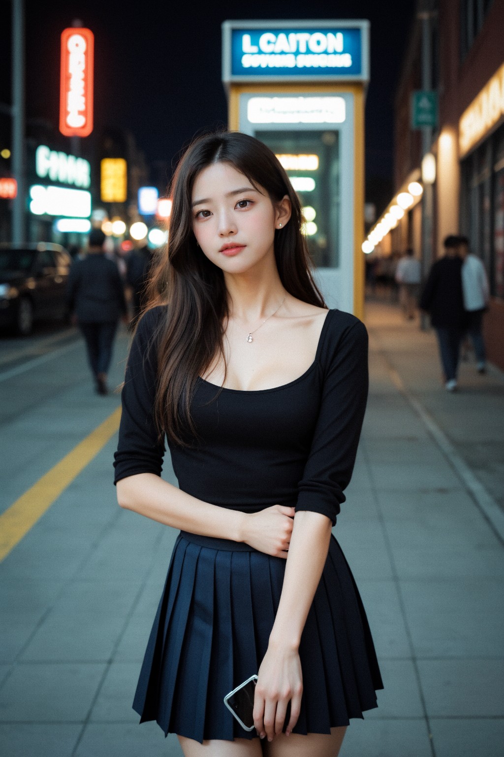 Girl in down shirt and dress