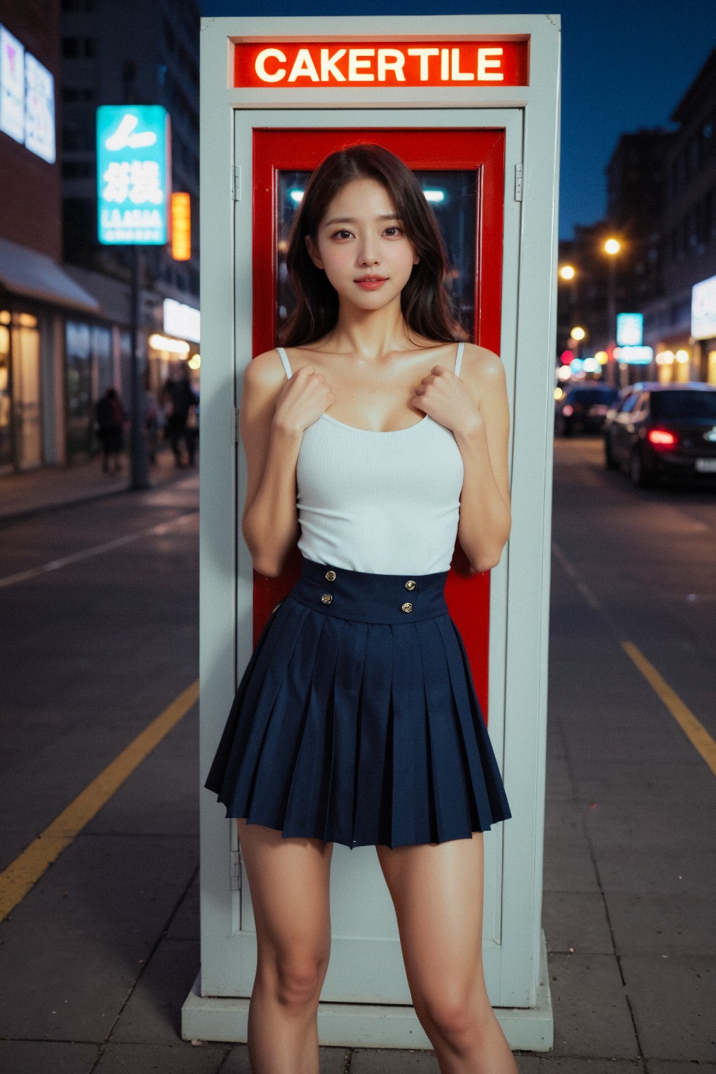Girl in down shirt and dress
