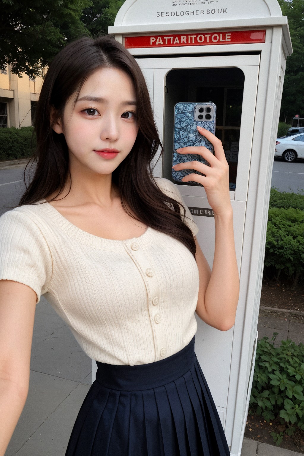 Girl in down shirt and dress