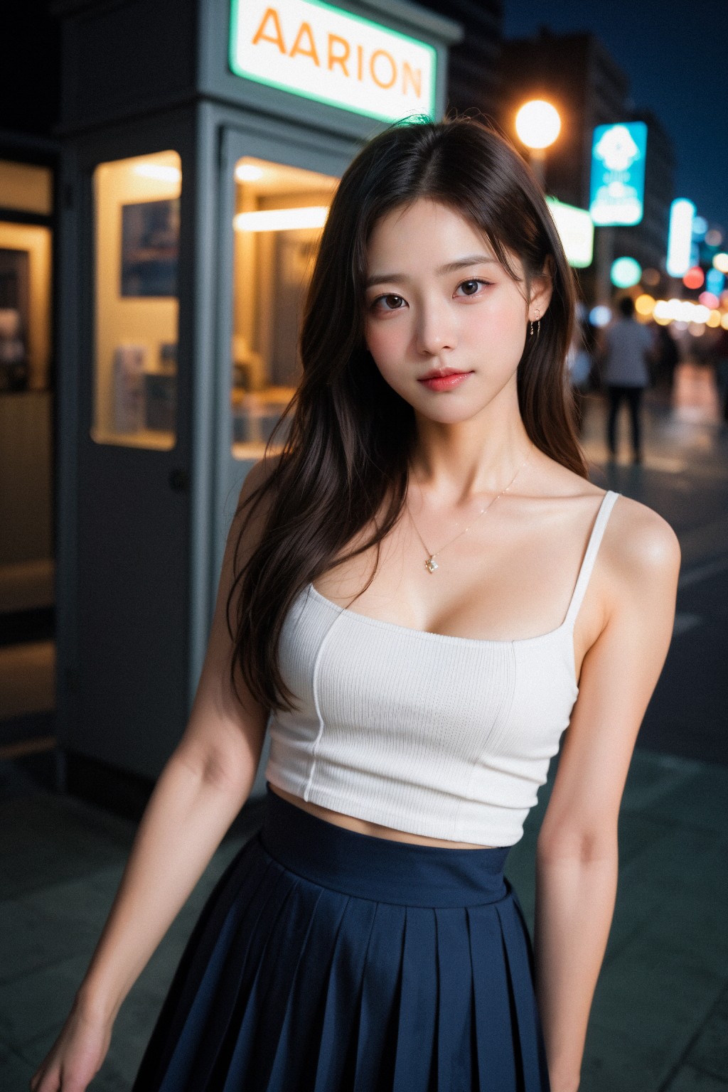 Girl in down shirt and dress