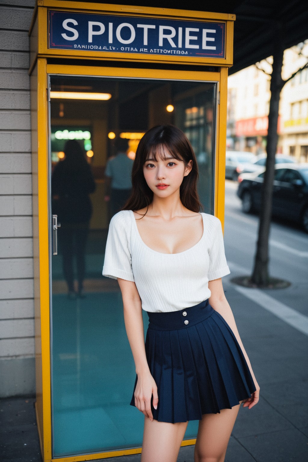 Girl in down shirt and dress