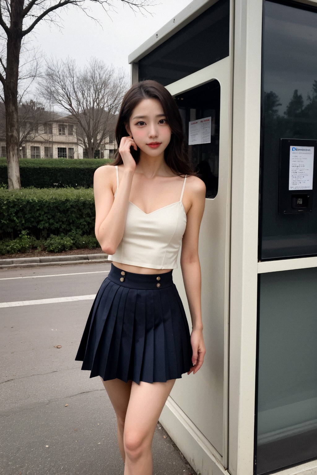 Girl in down shirt and dress