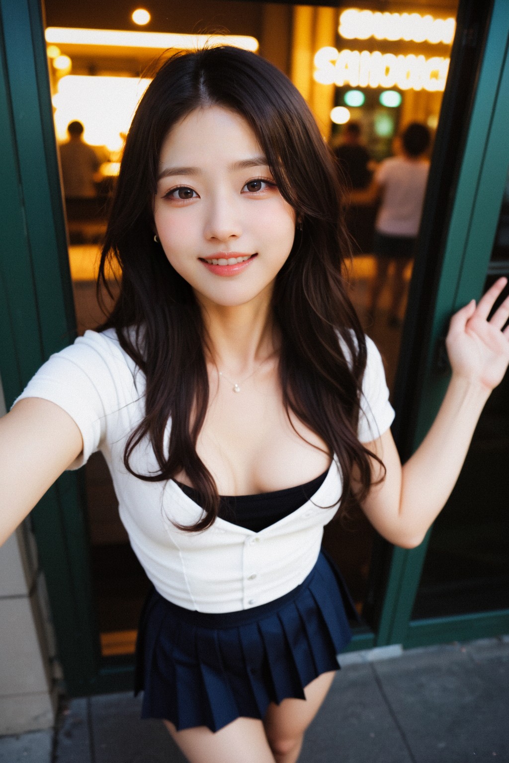 Girl in down shirt and dress