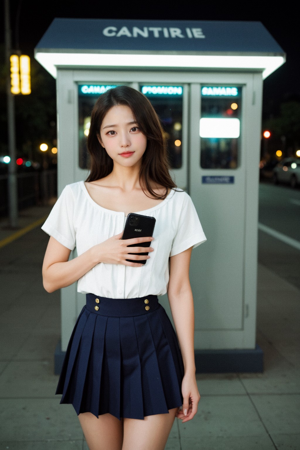 Girl in down shirt and dress