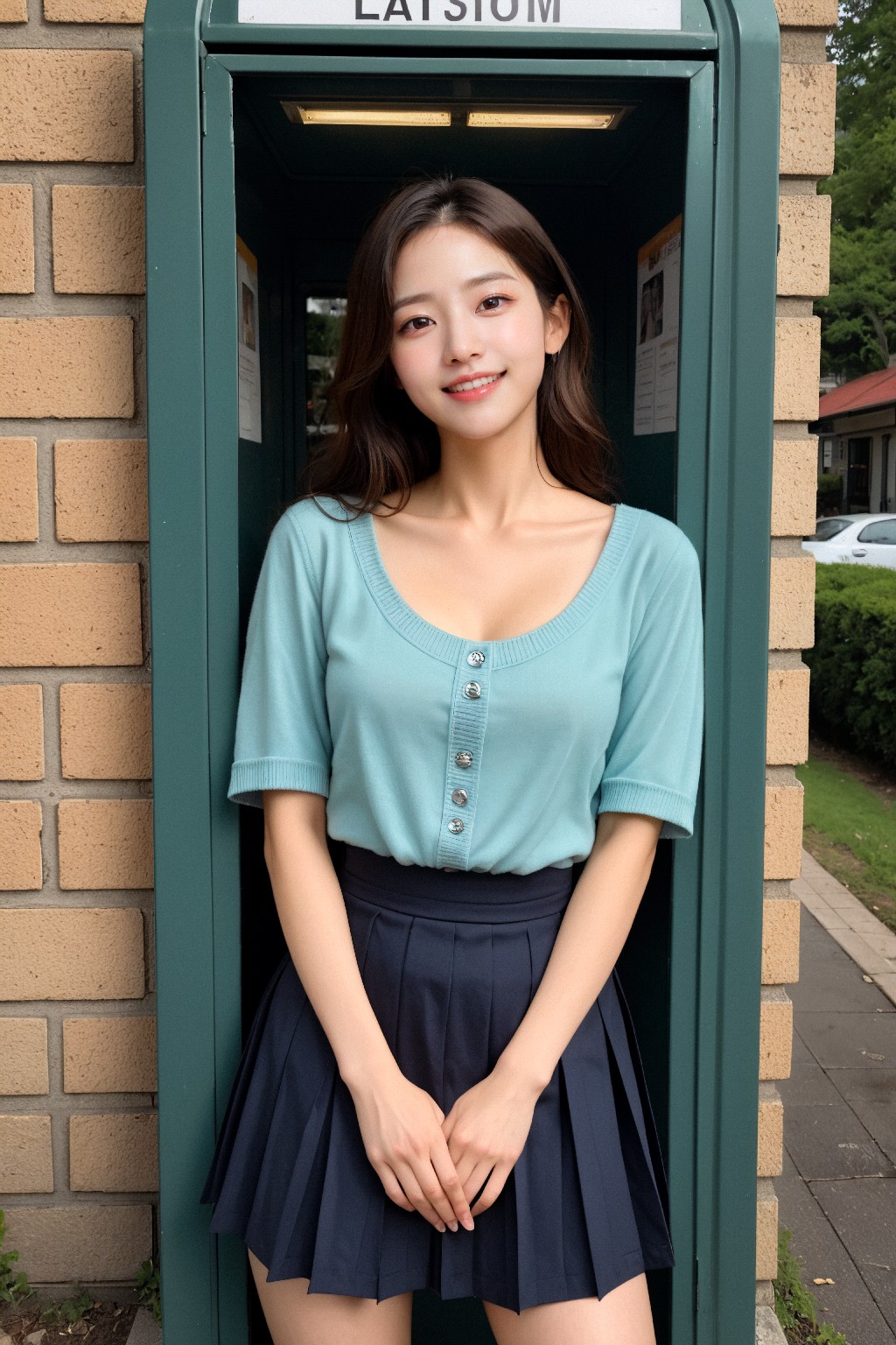 Girl in down shirt and dress