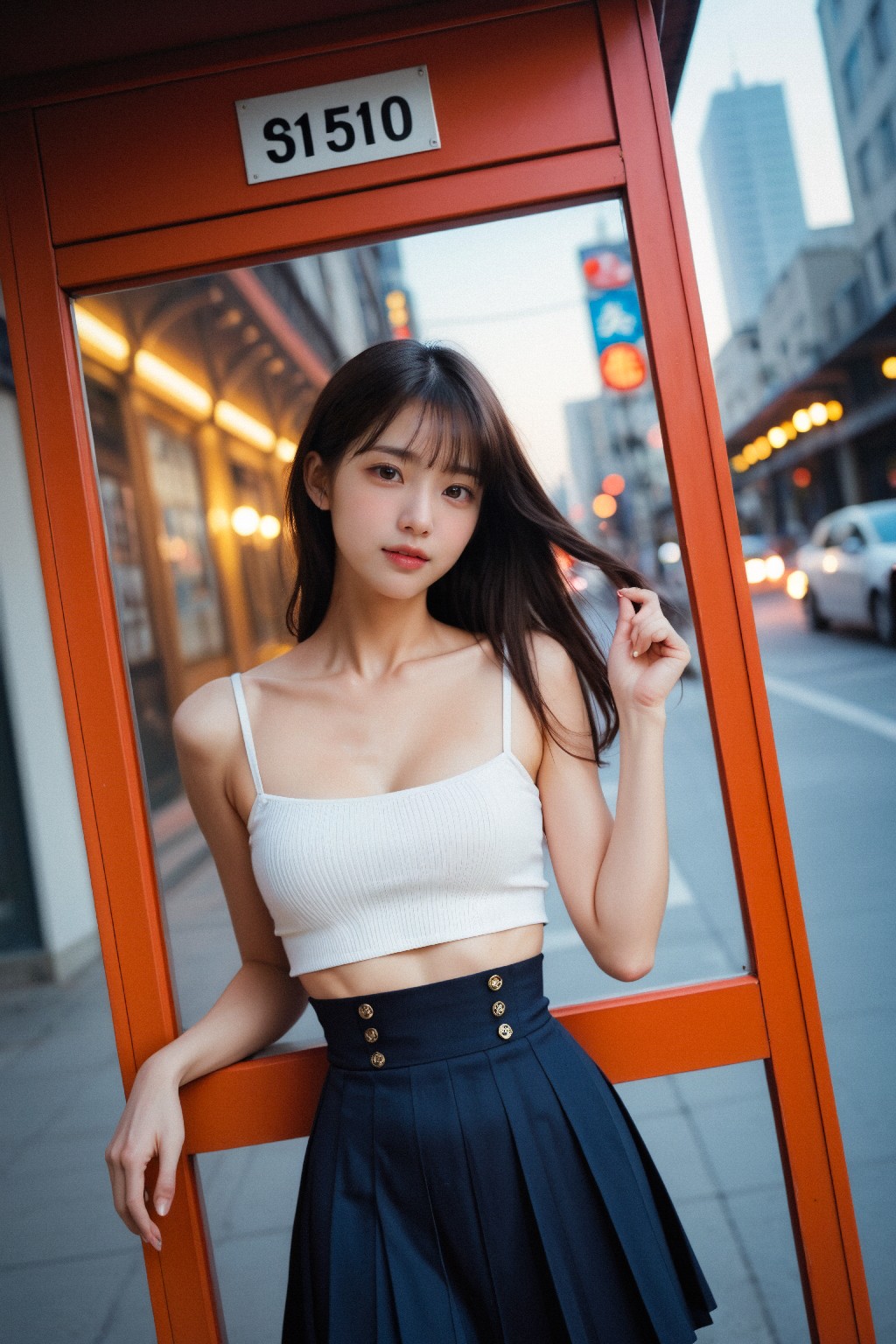 Girl in down shirt and dress