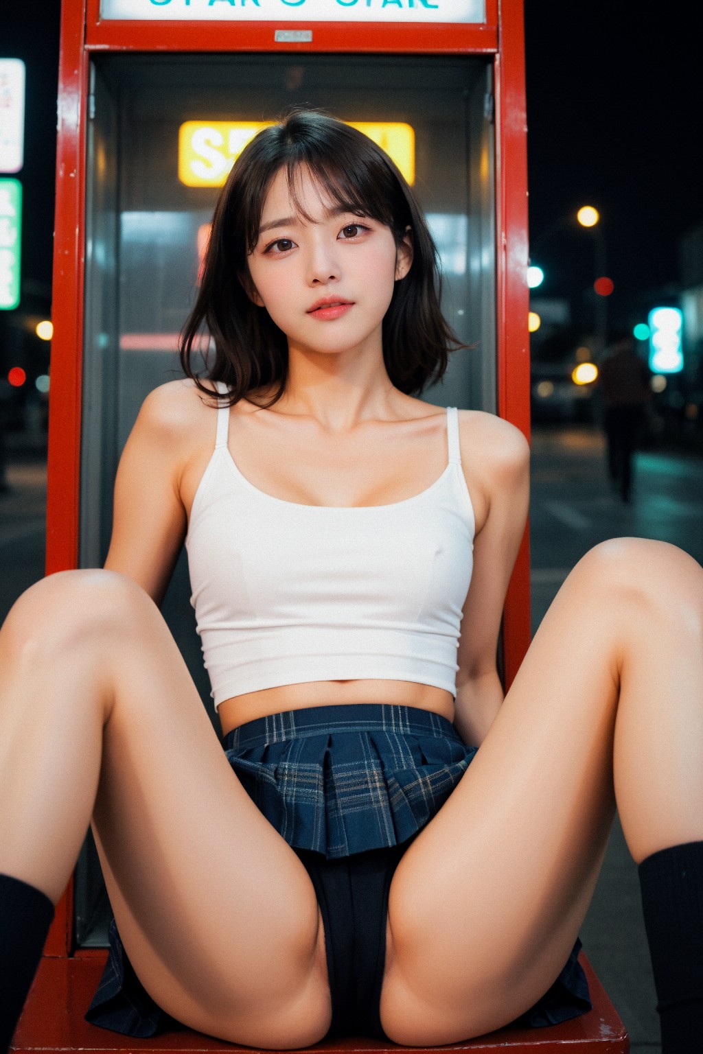 Girl in down shirt and dress