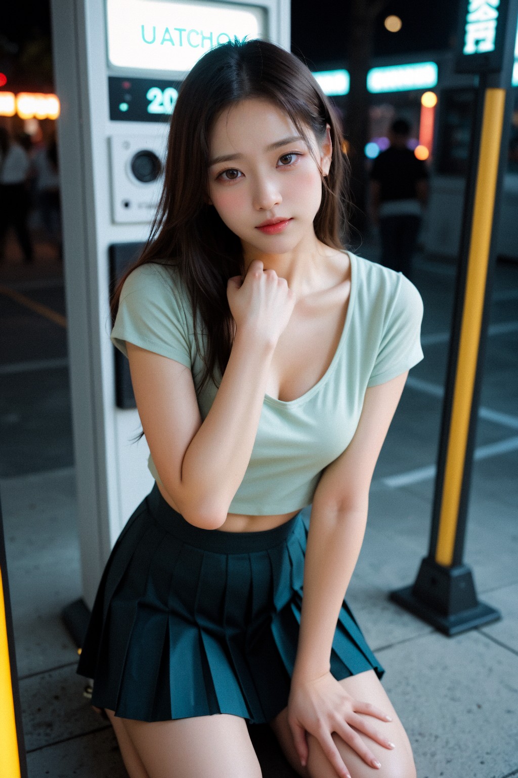Girl in down shirt and dress