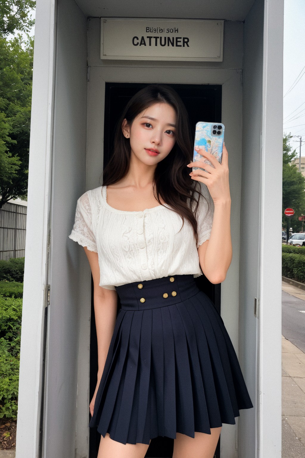 Girl in down shirt and dress