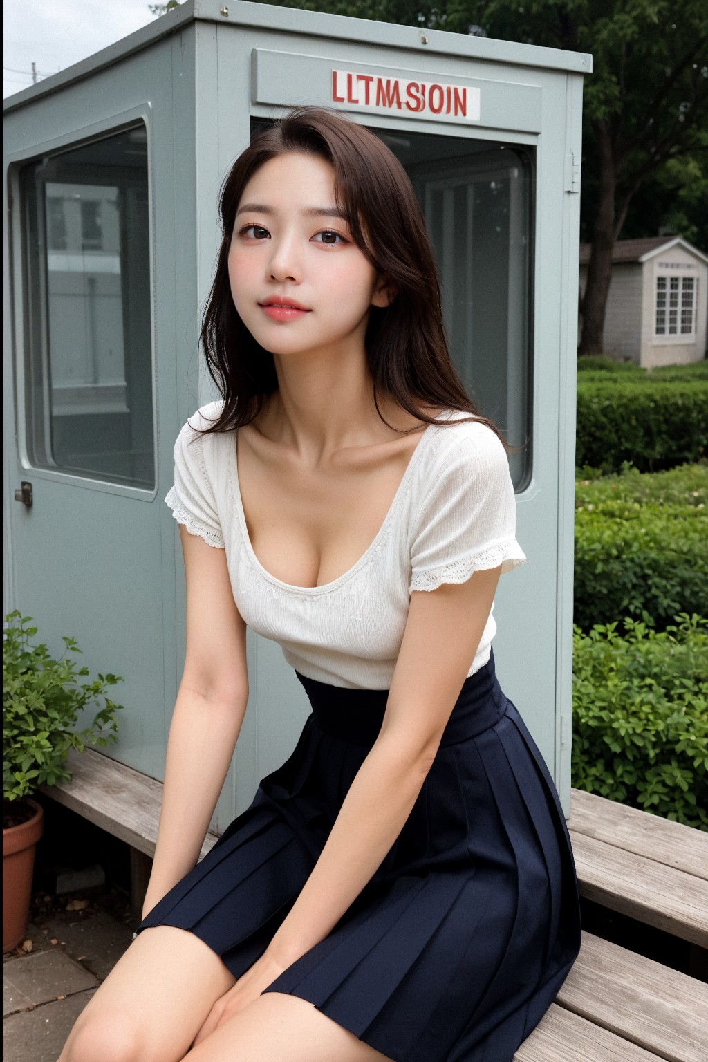 Girl in down shirt and dress