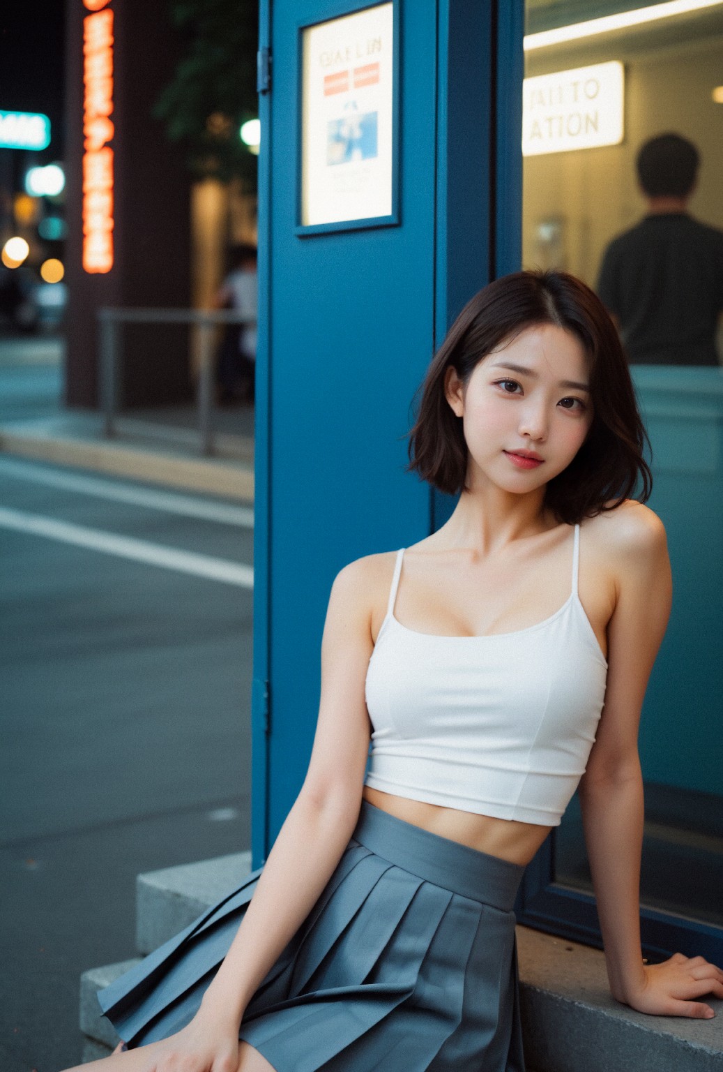 Girl in down shirt and dress