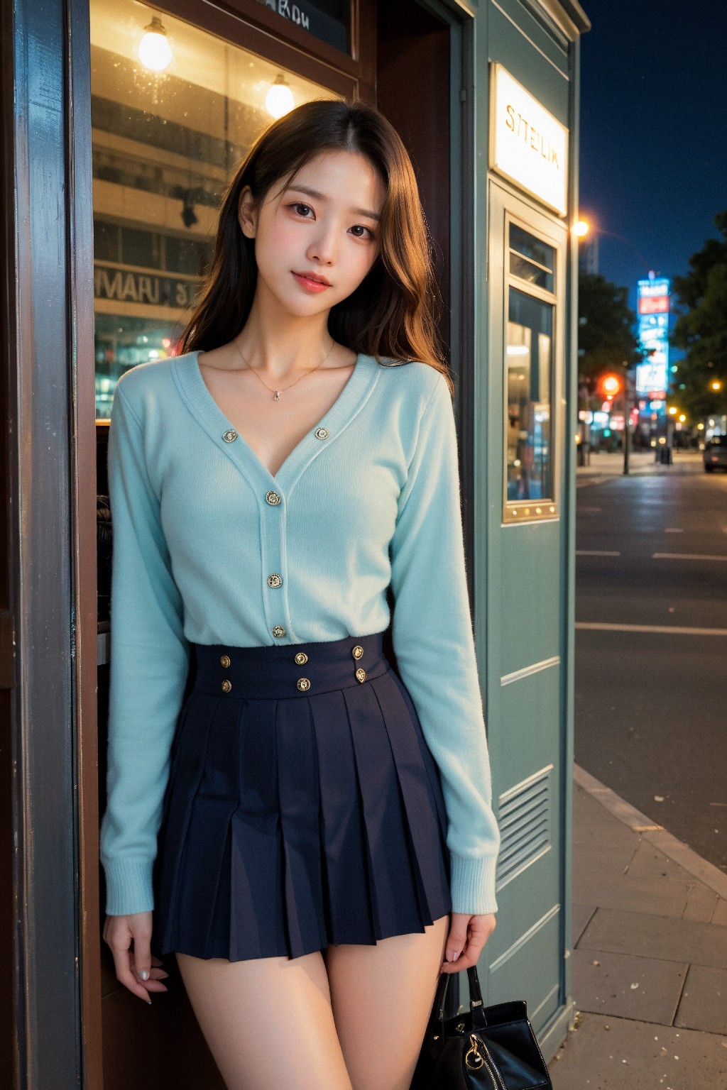 Girl in down shirt and dress