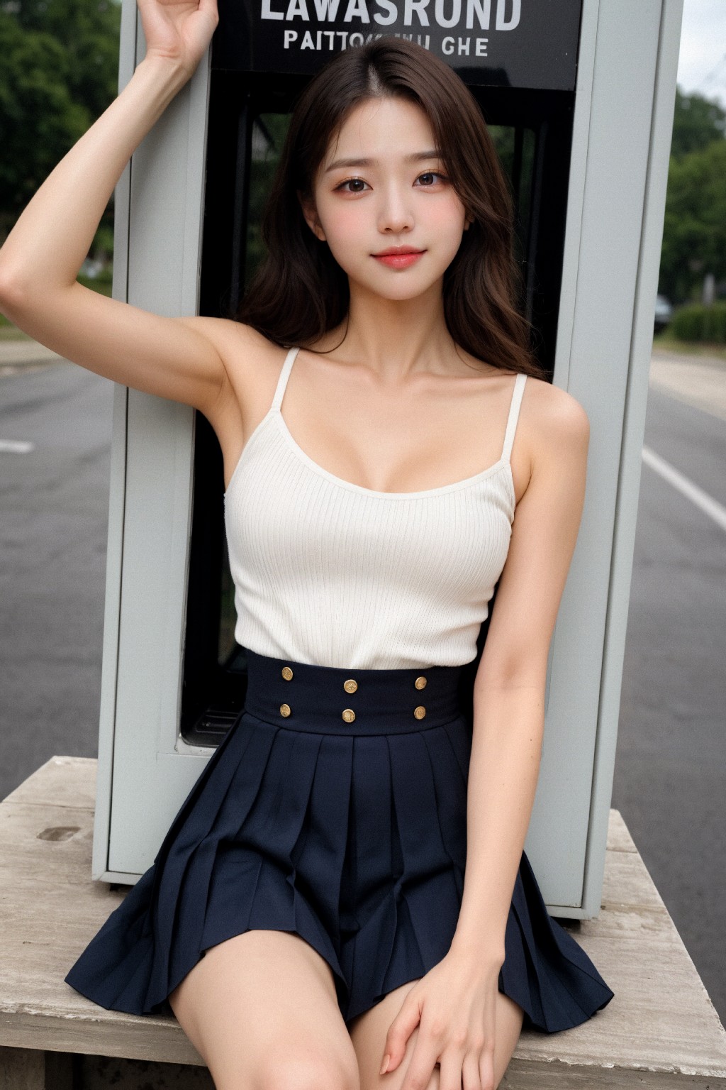 Girl in down shirt and dress