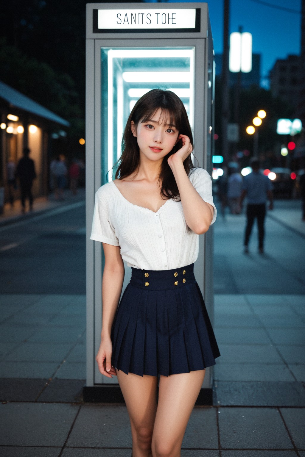 Girl in down shirt and dress