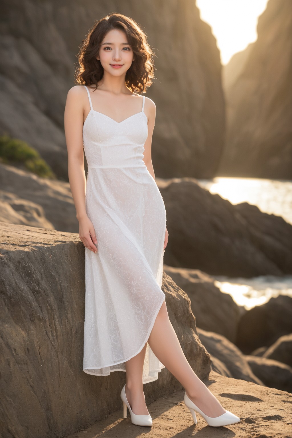 Beach Girl in a Wavy Hair Skirt