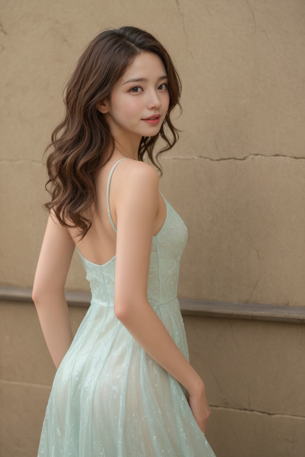 Beach Girl in a Wavy Hair Skirt