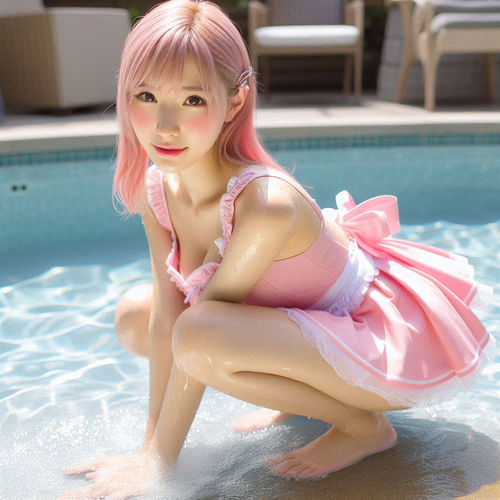 Girls Pool Patting