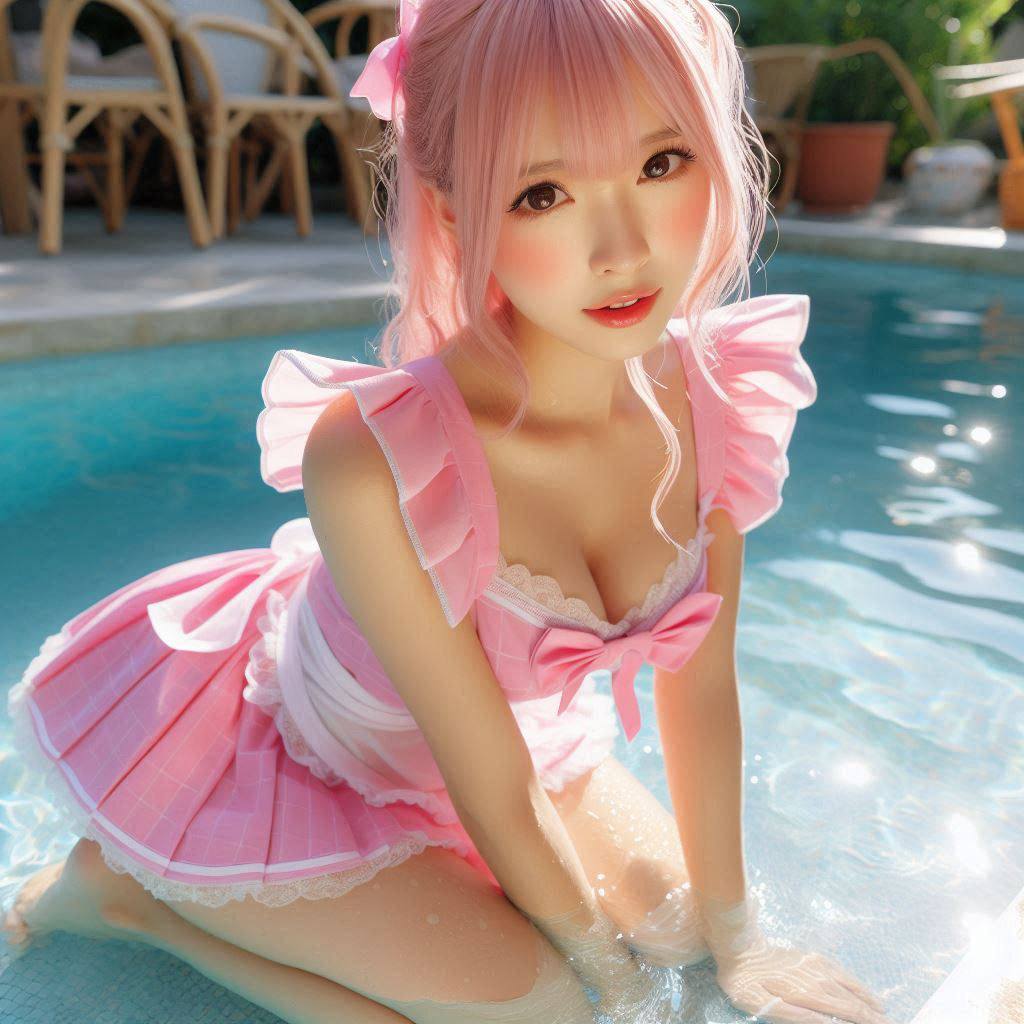 Girls Pool Patting