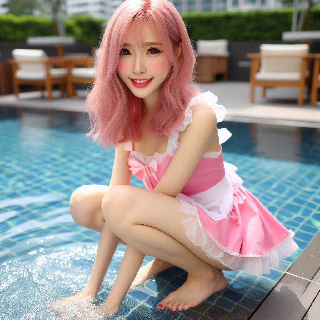 Girls Pool Patting