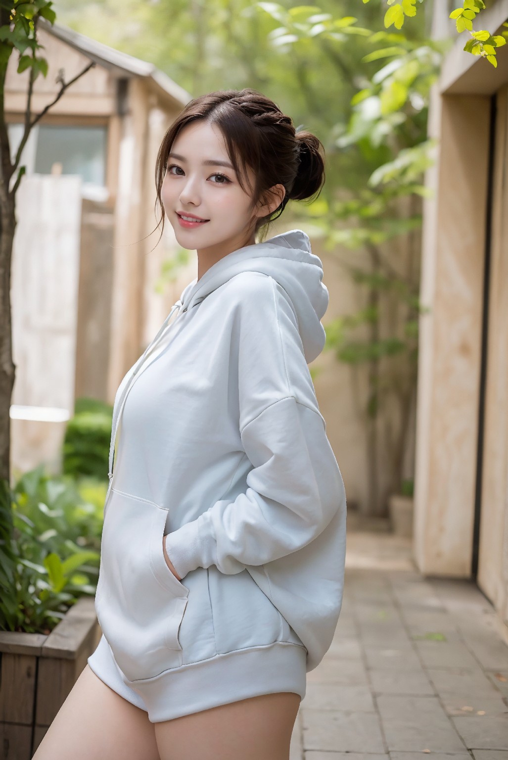 Lingerie and soft hoodie fashion💗