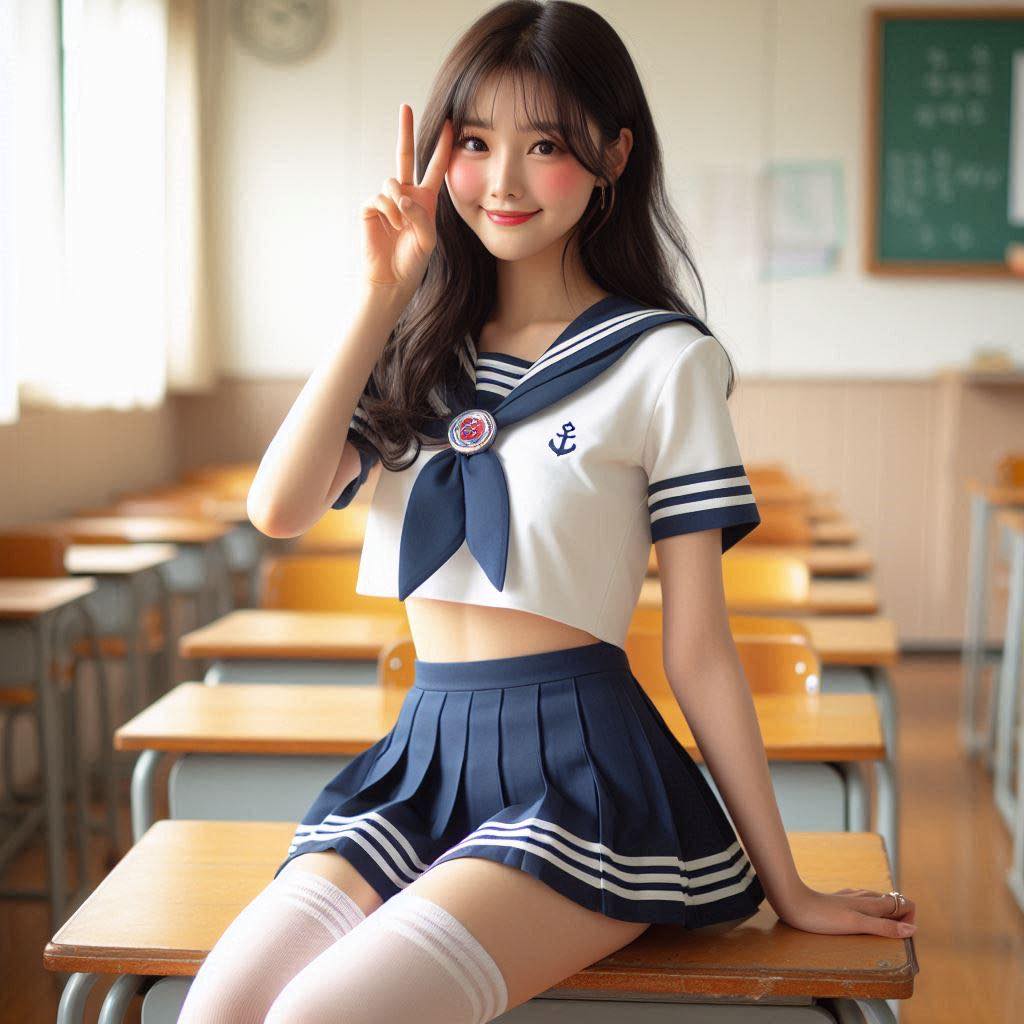 Sitting at a classroom desk after class