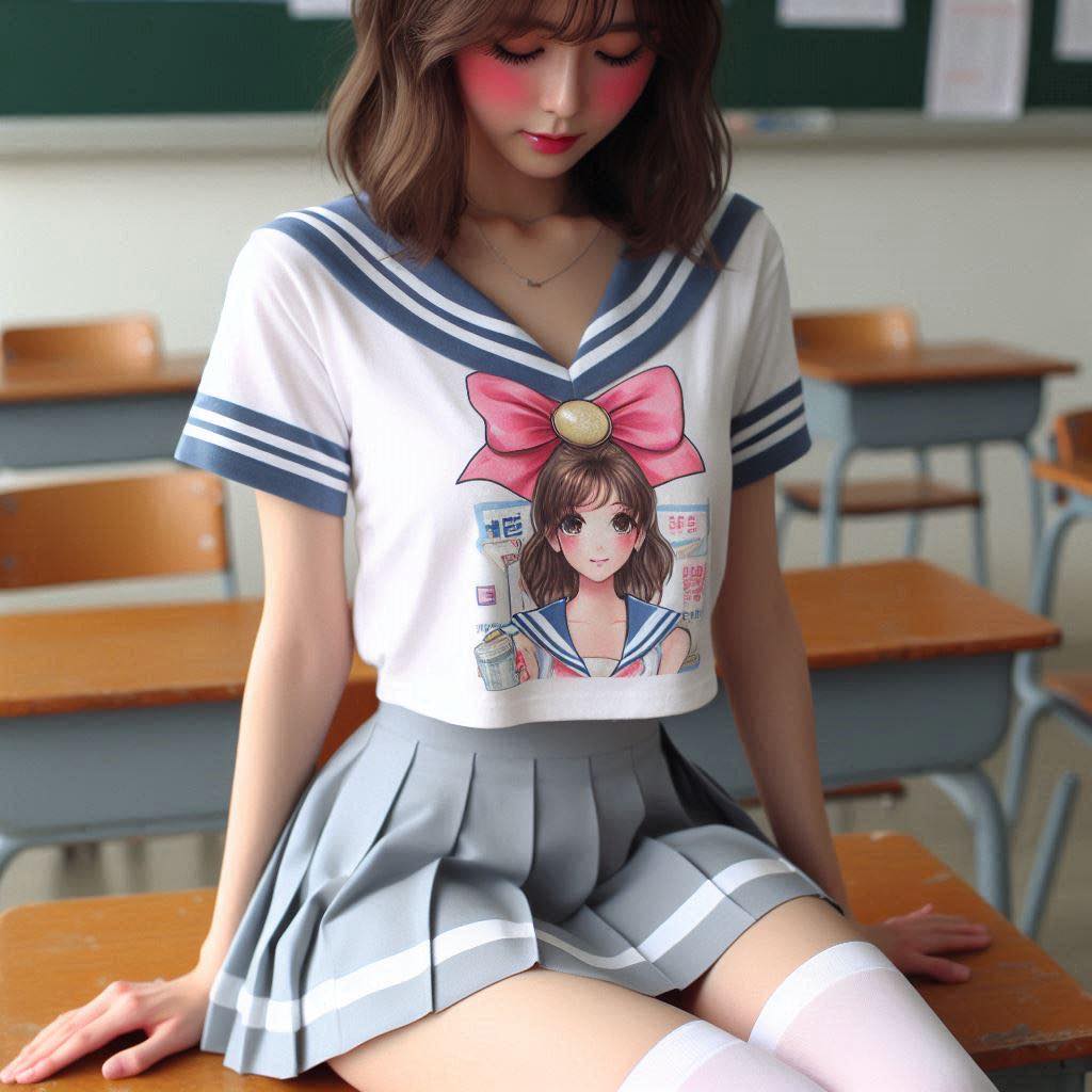 Sitting at a classroom desk after class