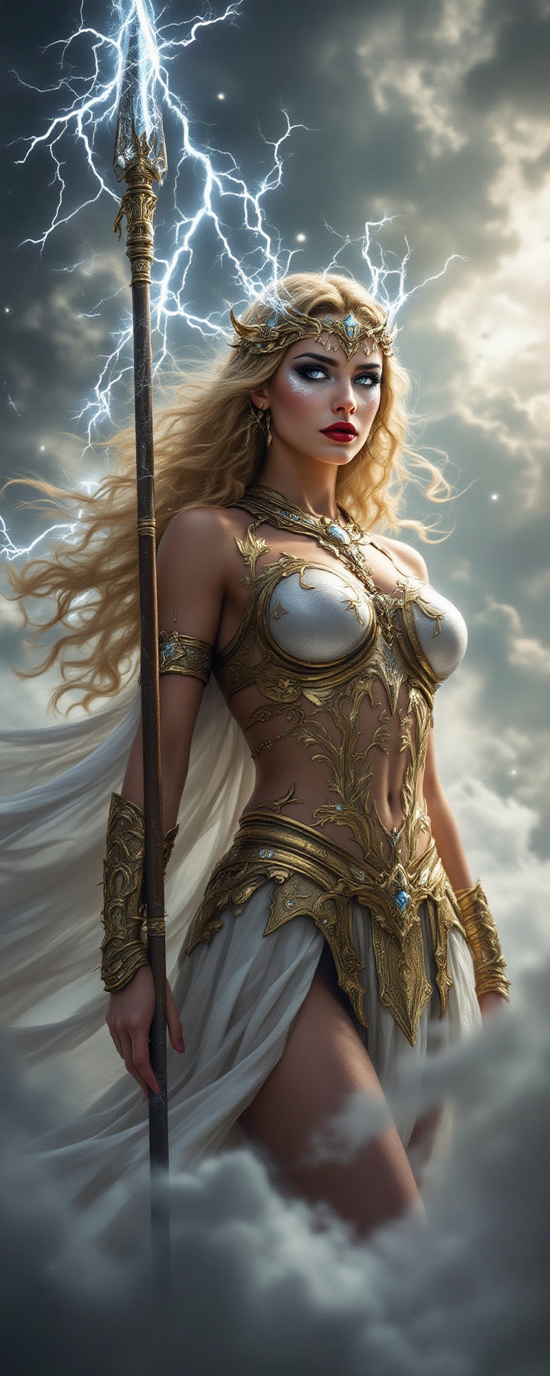 She dresses in thunder and crowns in lust.