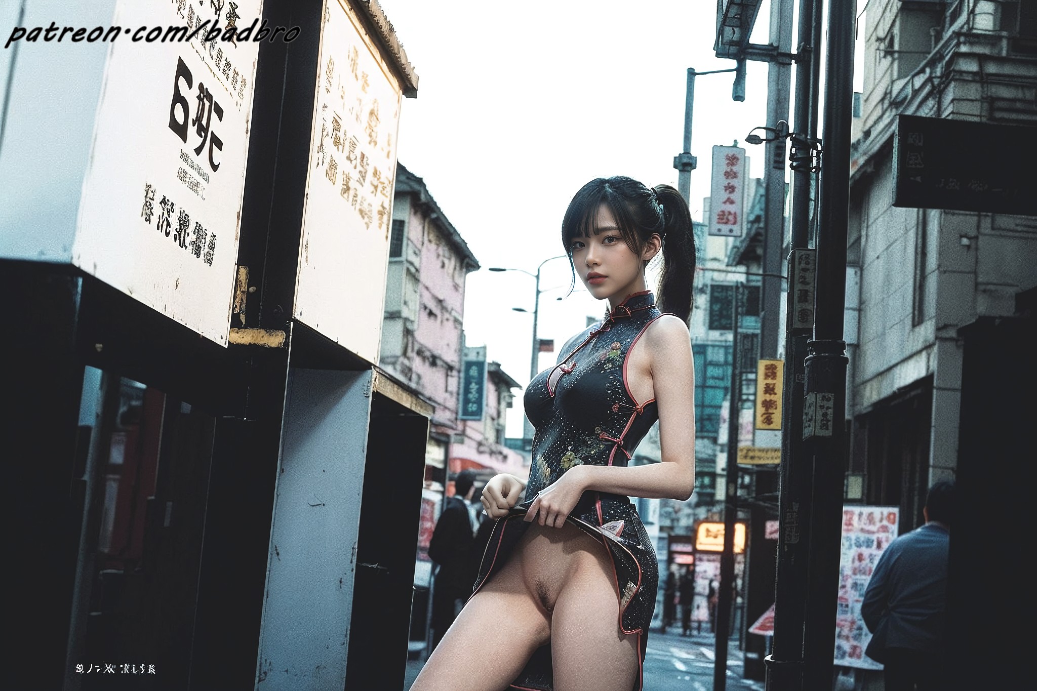 Hong + Kong + street + - + cheongsam, + hairy + pussy
