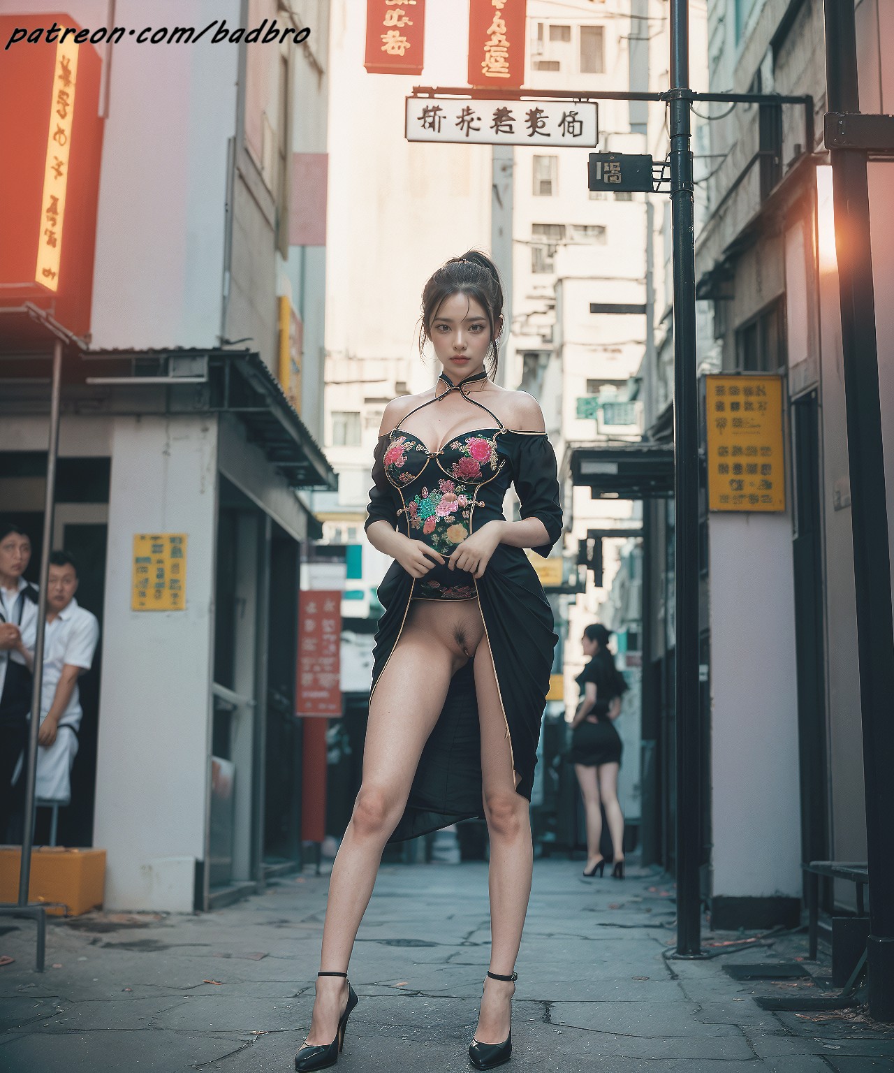 Hong + Kong + street + - + cheongsam, + hairy + pussy