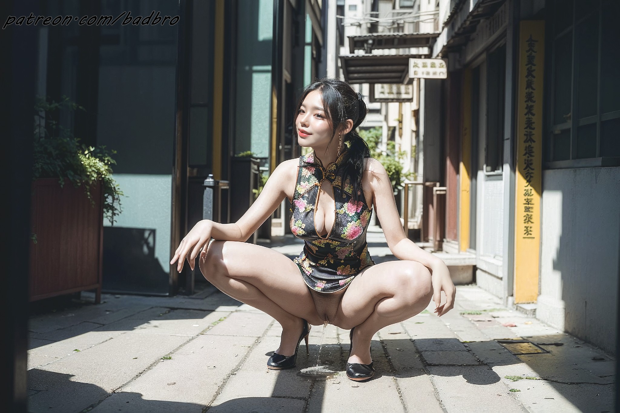 Hong + Kong + street + - + cheongsam, + hairy + pussy