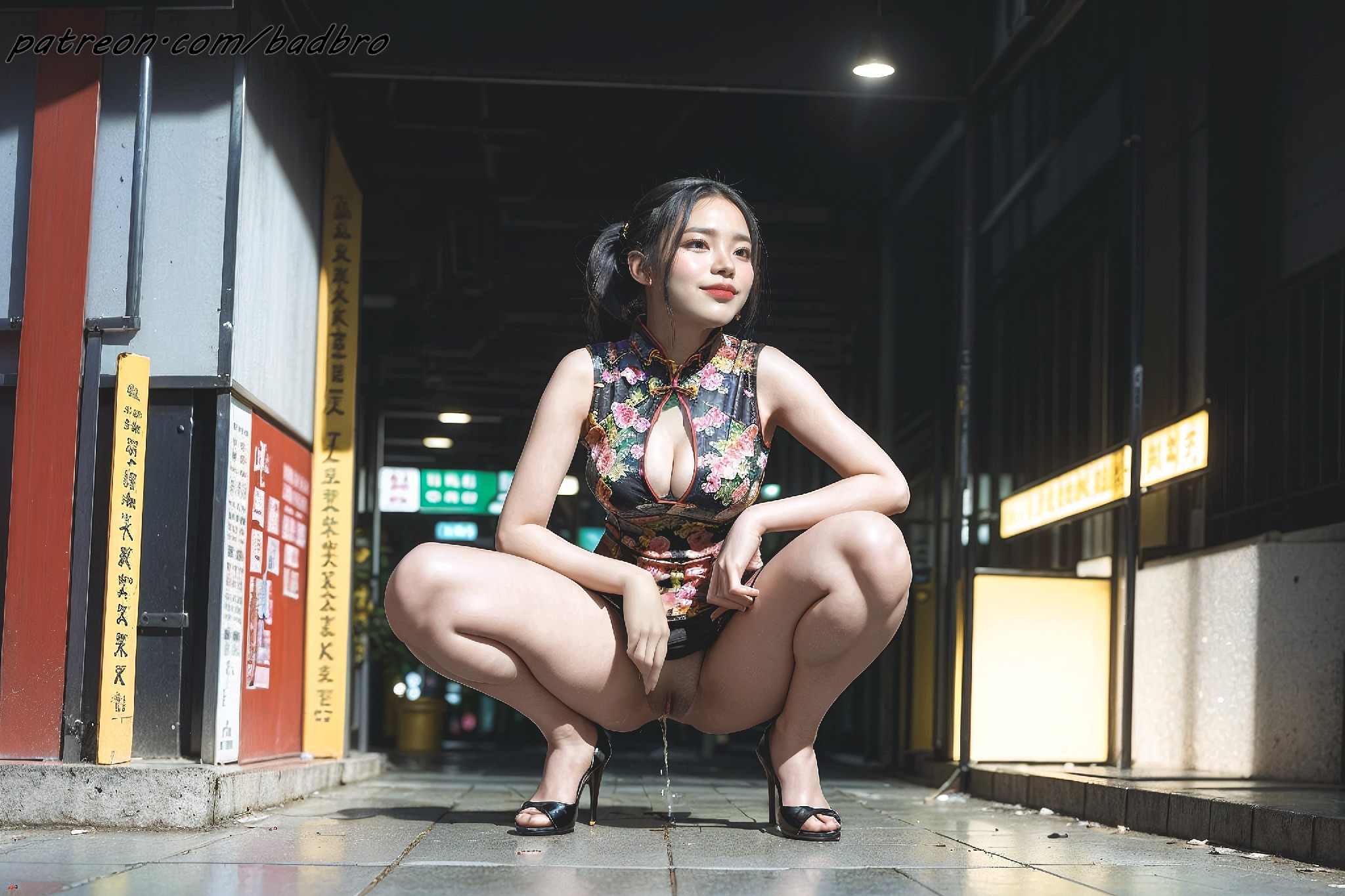 Hong + Kong + street + - + cheongsam, + hairy + pussy