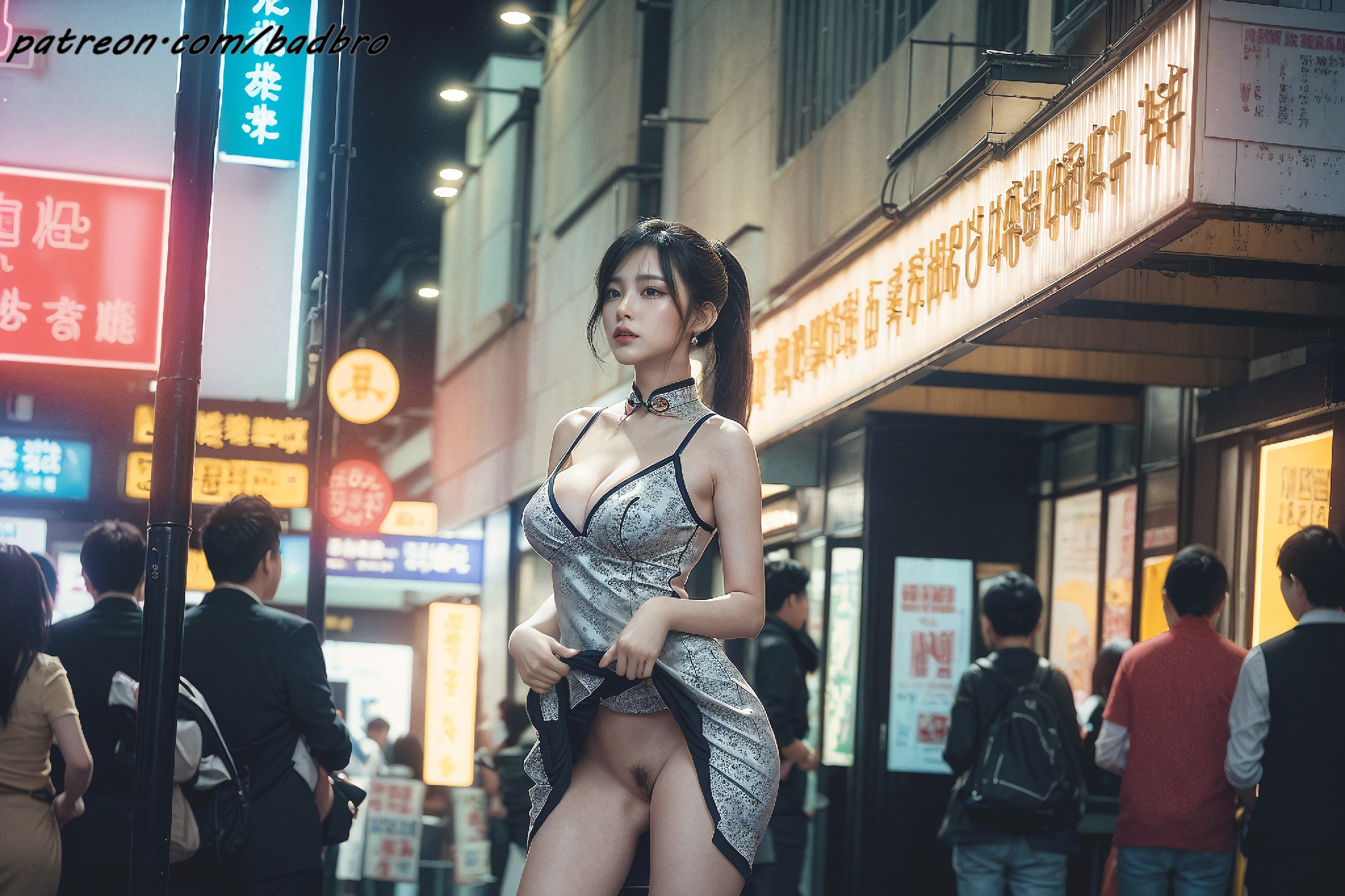 Hong + Kong + street + - + cheongsam, + hairy + pussy