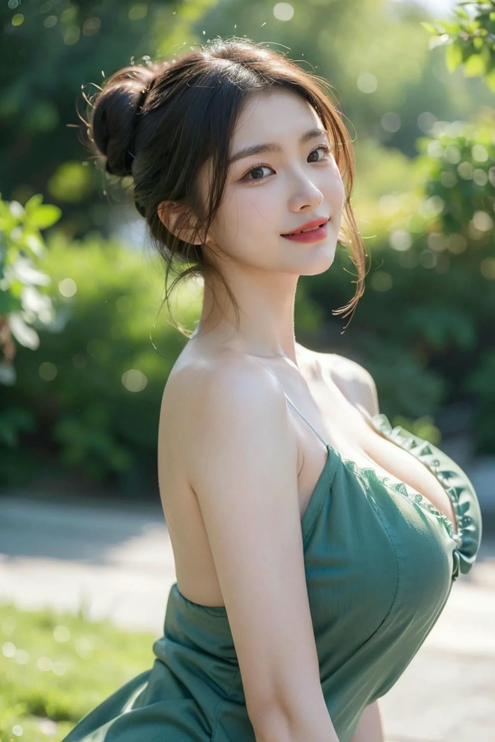 ★Patreon★ AI_KAORI - Asian Woman in Green Dress - Part 1