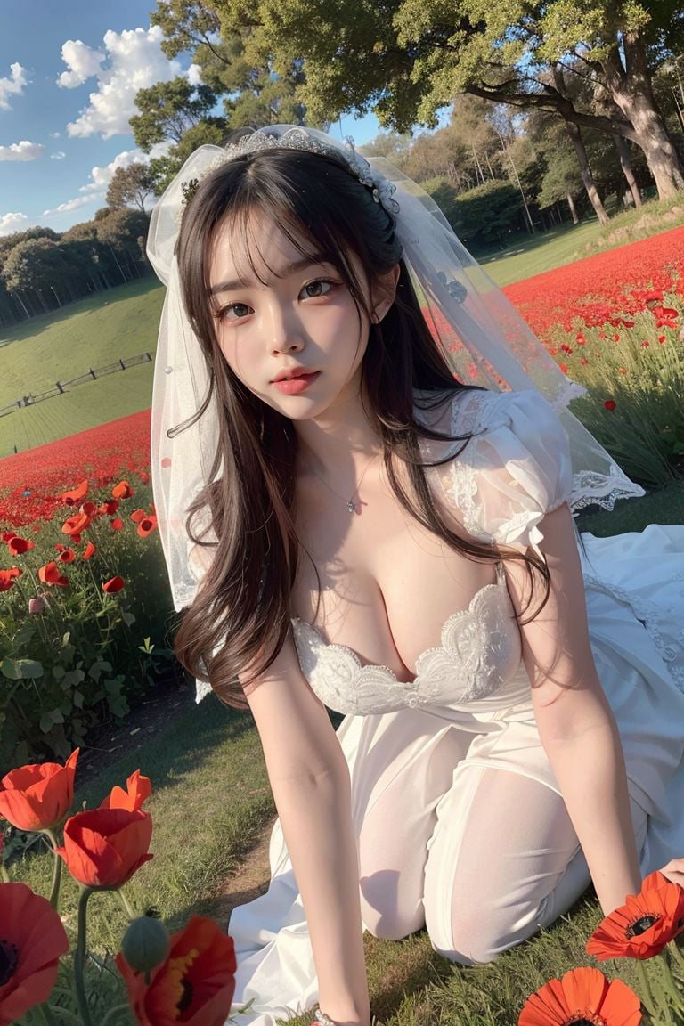 ★Patreon★ AI_Kaori - Bride Amidst Poppy Field Beauty - Part 1