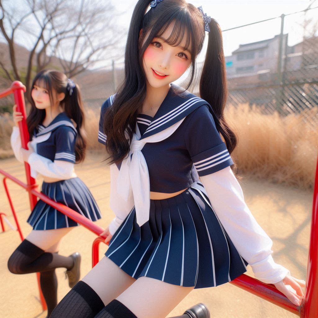High School Girls Playing Single Bar