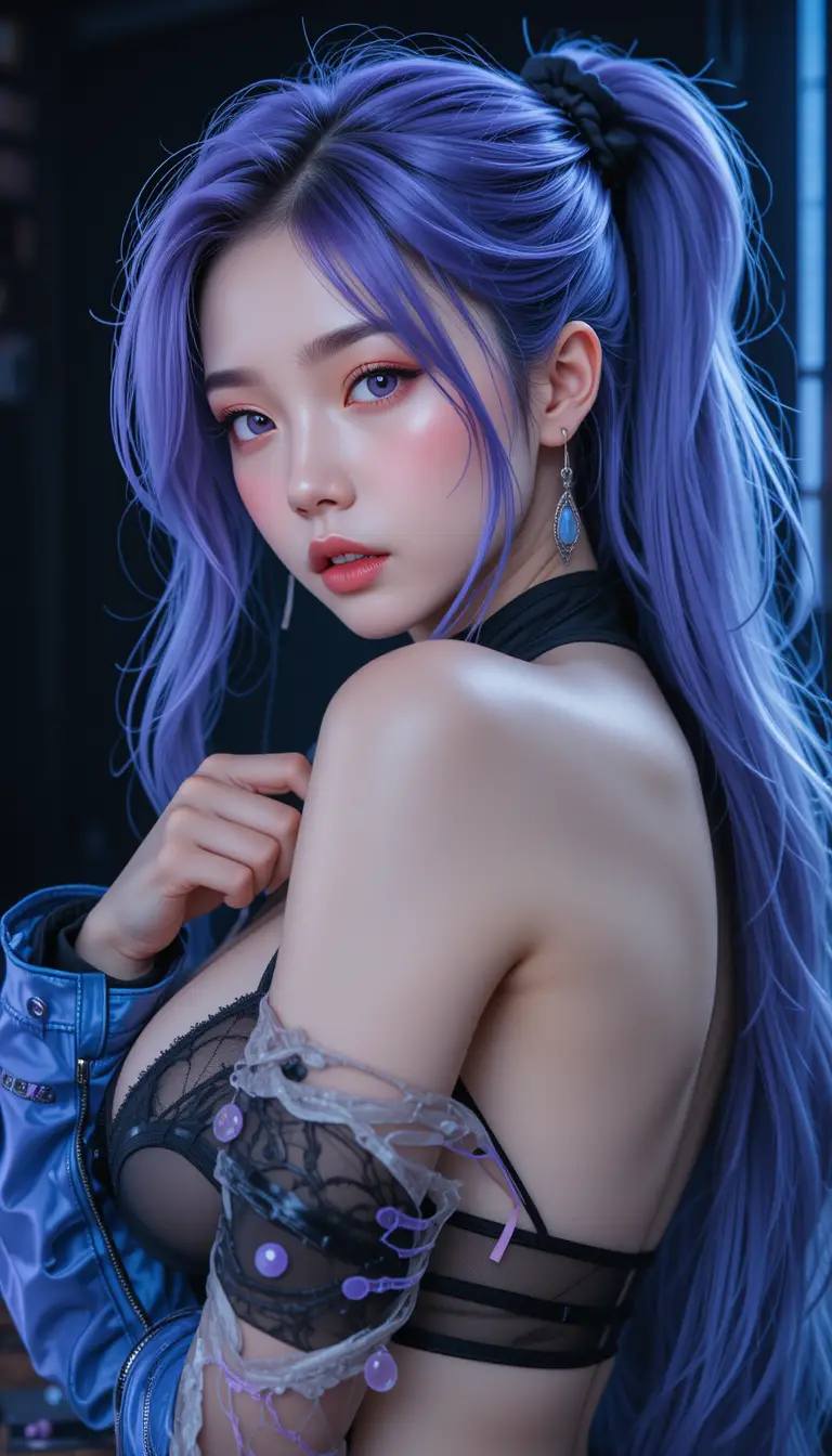 Purple-haired girl