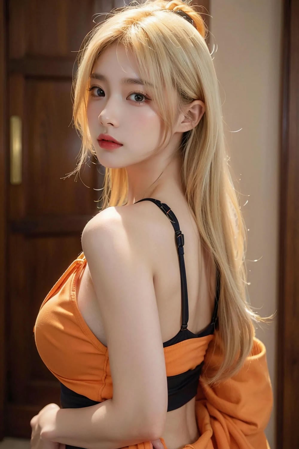 ★Patreon★ AI_Kaori - Blonde Woman, Bare Shoulders, Captivating Gaze - Part 1