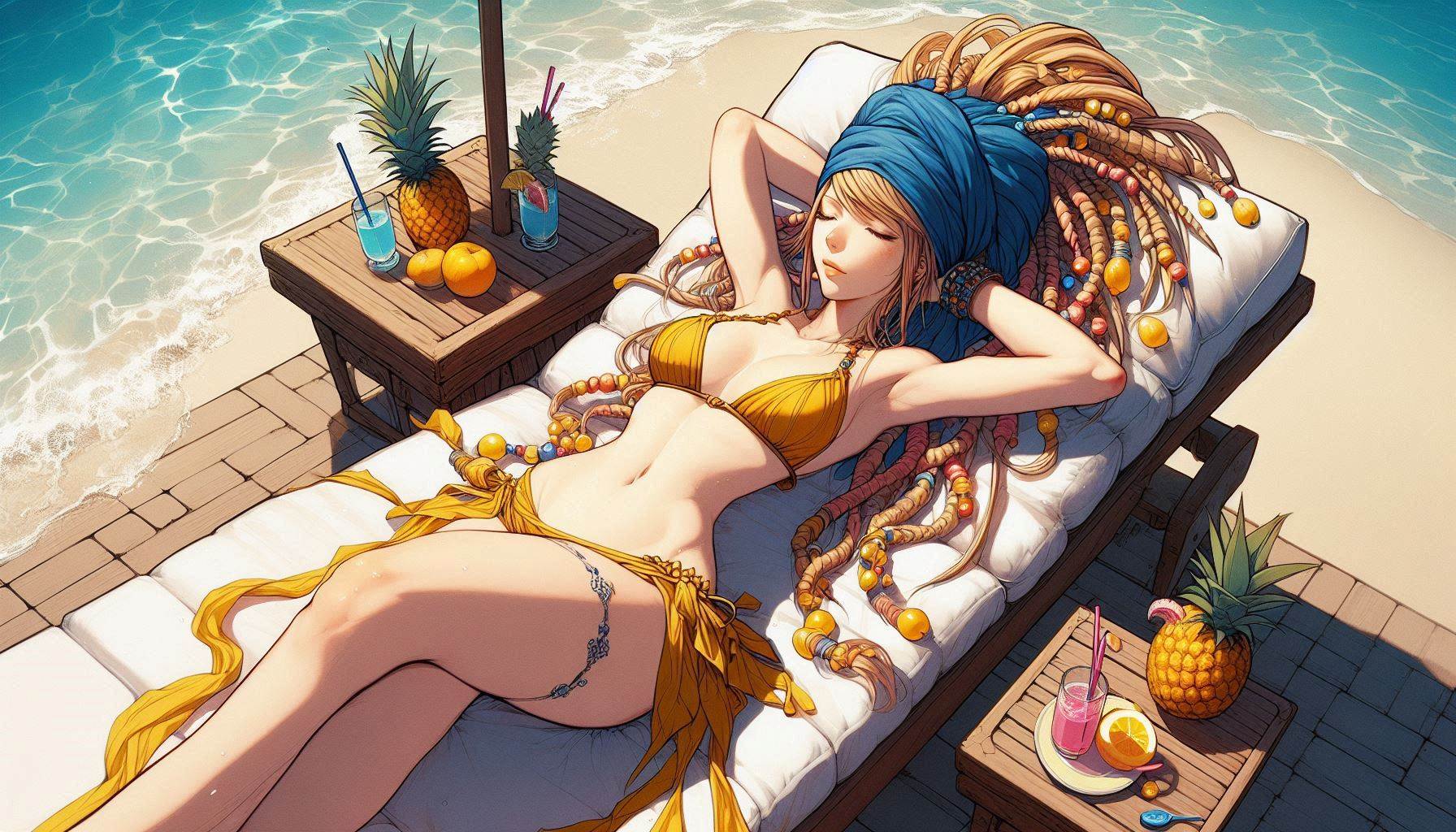 Laid-back girl on the beach