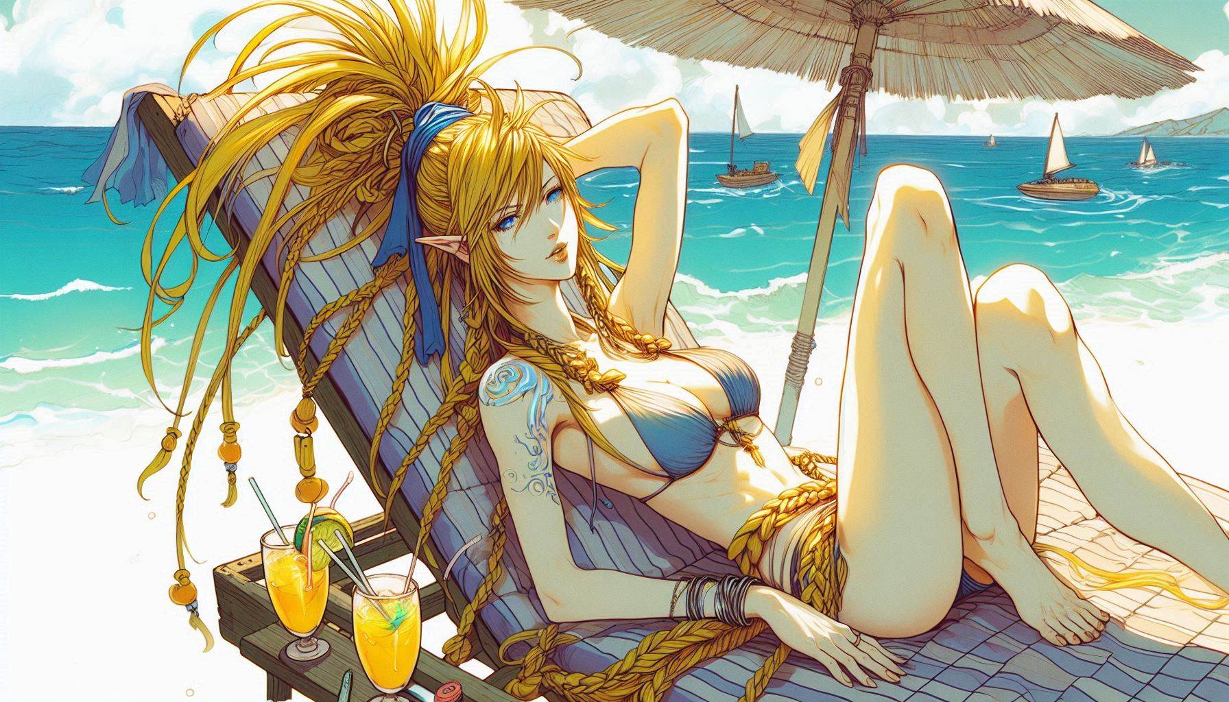 Laid-back girl on the beach