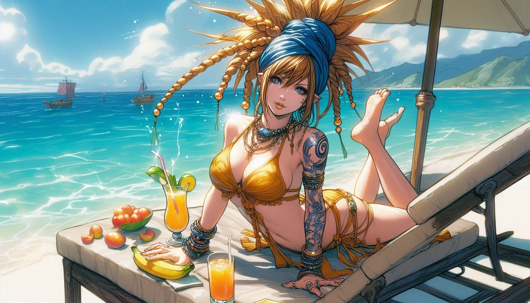Laid-back girl on the beach
