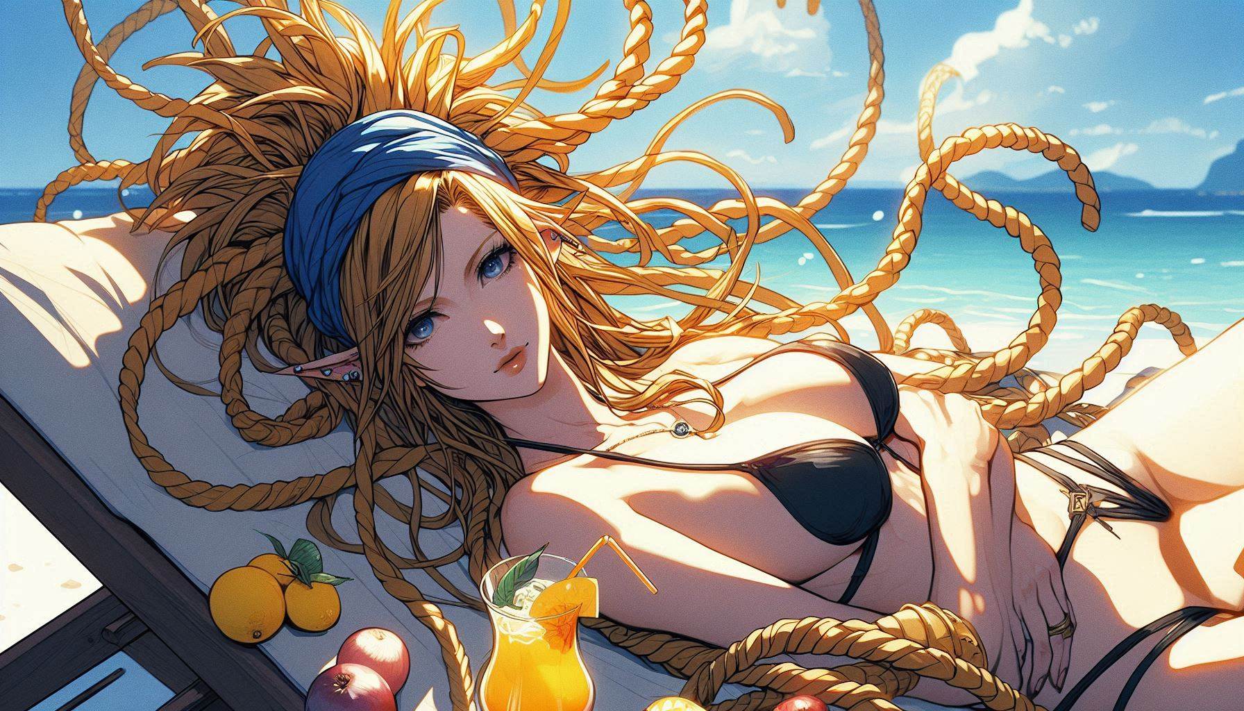 Laid-back girl on the beach