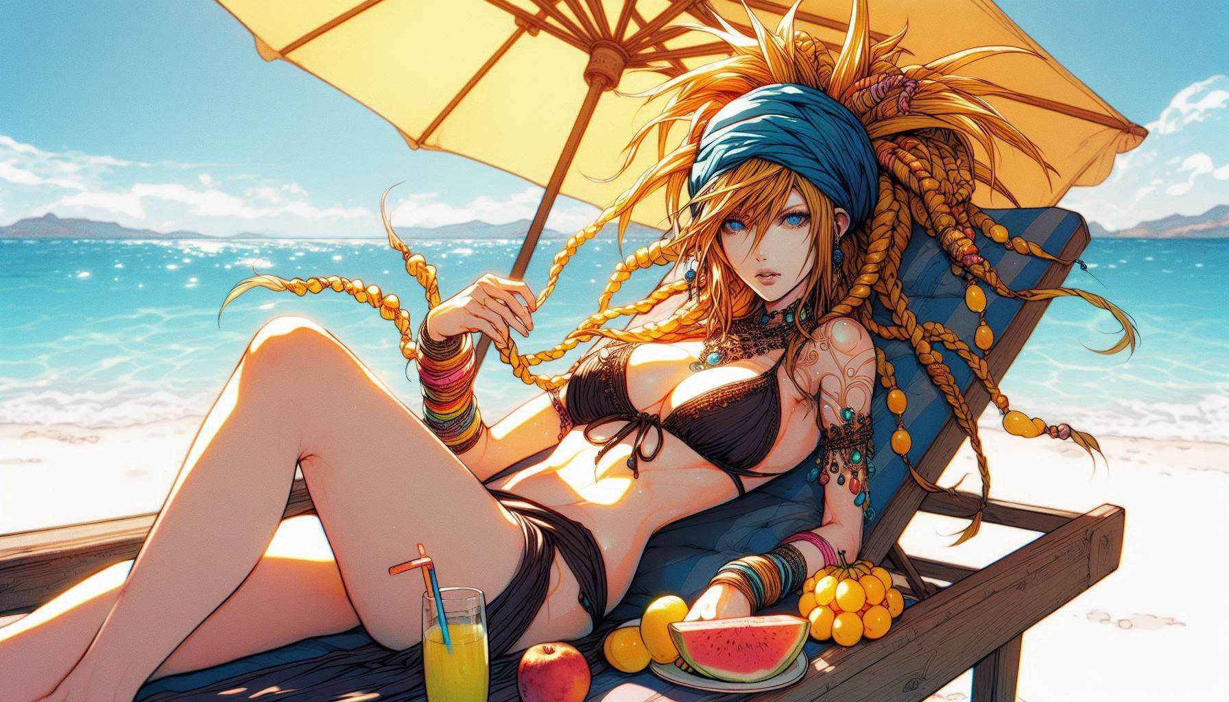 Laid-back girl on the beach